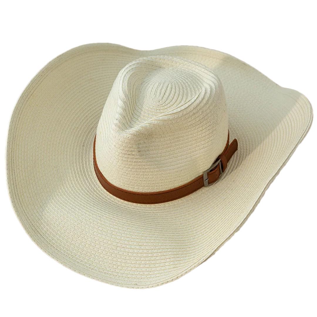 Sombrero de vaquero occidental para mujer y hombre, de ala ancha, para verano, playa, sombreros de paja Panamá Jazz