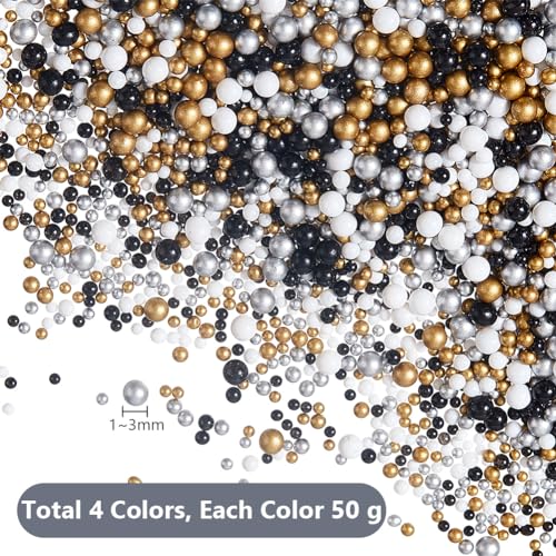 PH PandaHall 200g Resin Bubble Beads 4 Colors (Gold, Black, Silver - Image 2