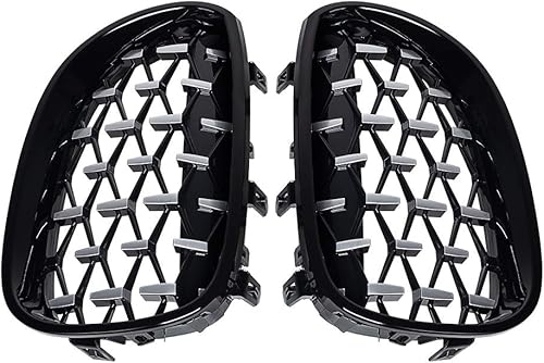 Miniatura 9 de AMOPA CORP - Parrilla de riñón para parachoques delantero, 2 unidades, para pasajeros, color negro brillante, cromado, con serie 2003-2010 E60 E61 5