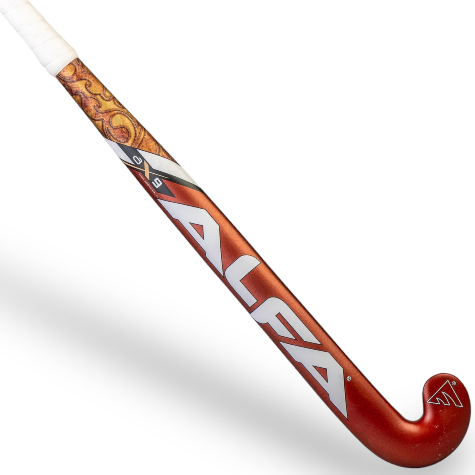 A L F A AX9 Carbon and Kevlar Composite Hockey Stick with Storm Stick Bag and Hollow Ball (Copper Spark, 37 Inches)-image-7