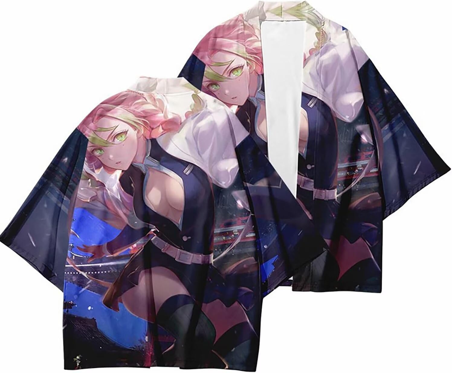 MRRTIME Men's Japanese Kimono Demon Slayer Cardigan Bathrobe Dressing Gown Robe 3/4 Sleeves with Loose Yin Yang and Dragon Print Unisex Loose Blouse Summer Tops Japan Happi Kimono