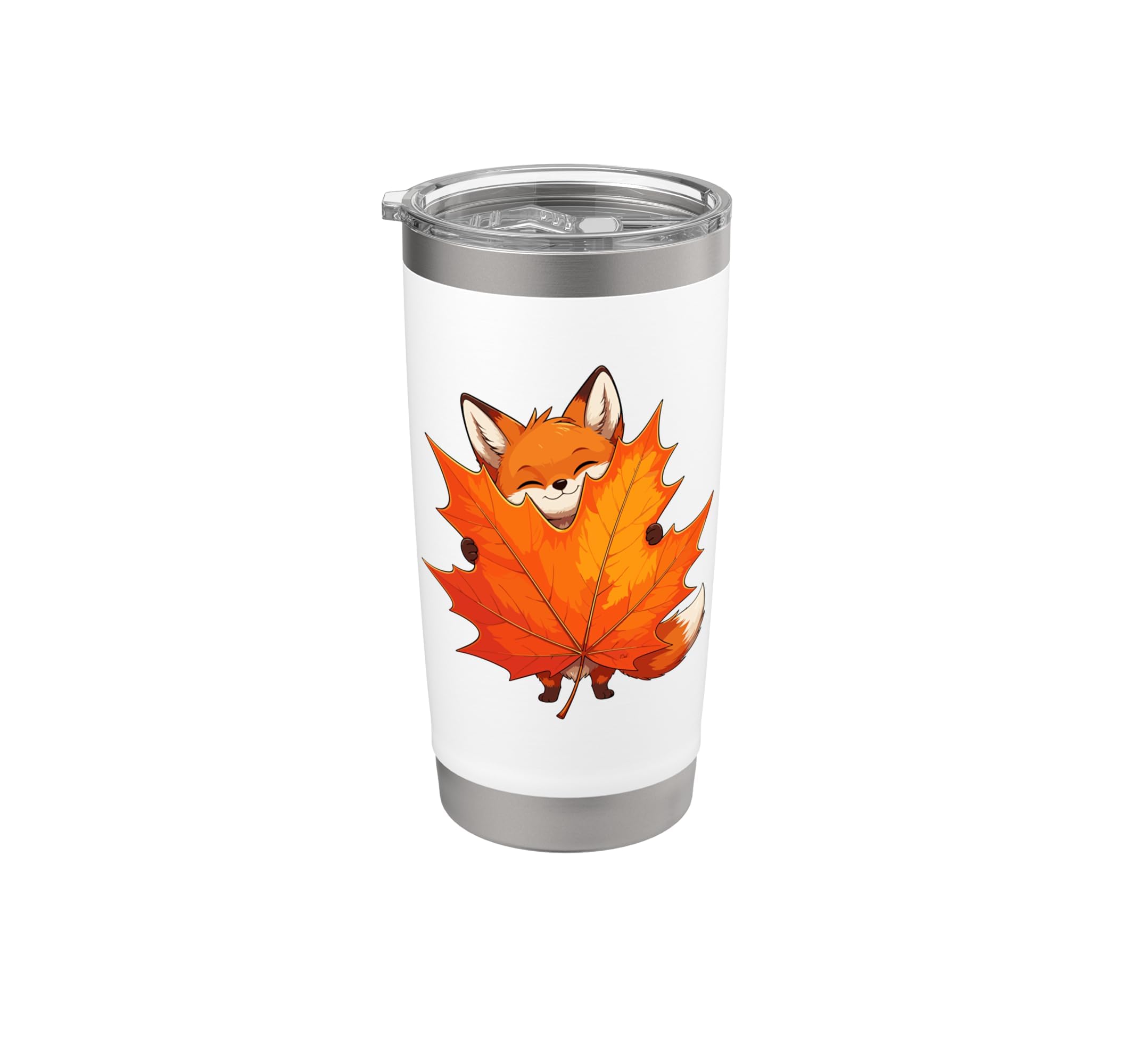 Cute Fox Hugging Autumn Maple Leaf Fall Season Stainless Steel Insulated Tumbler