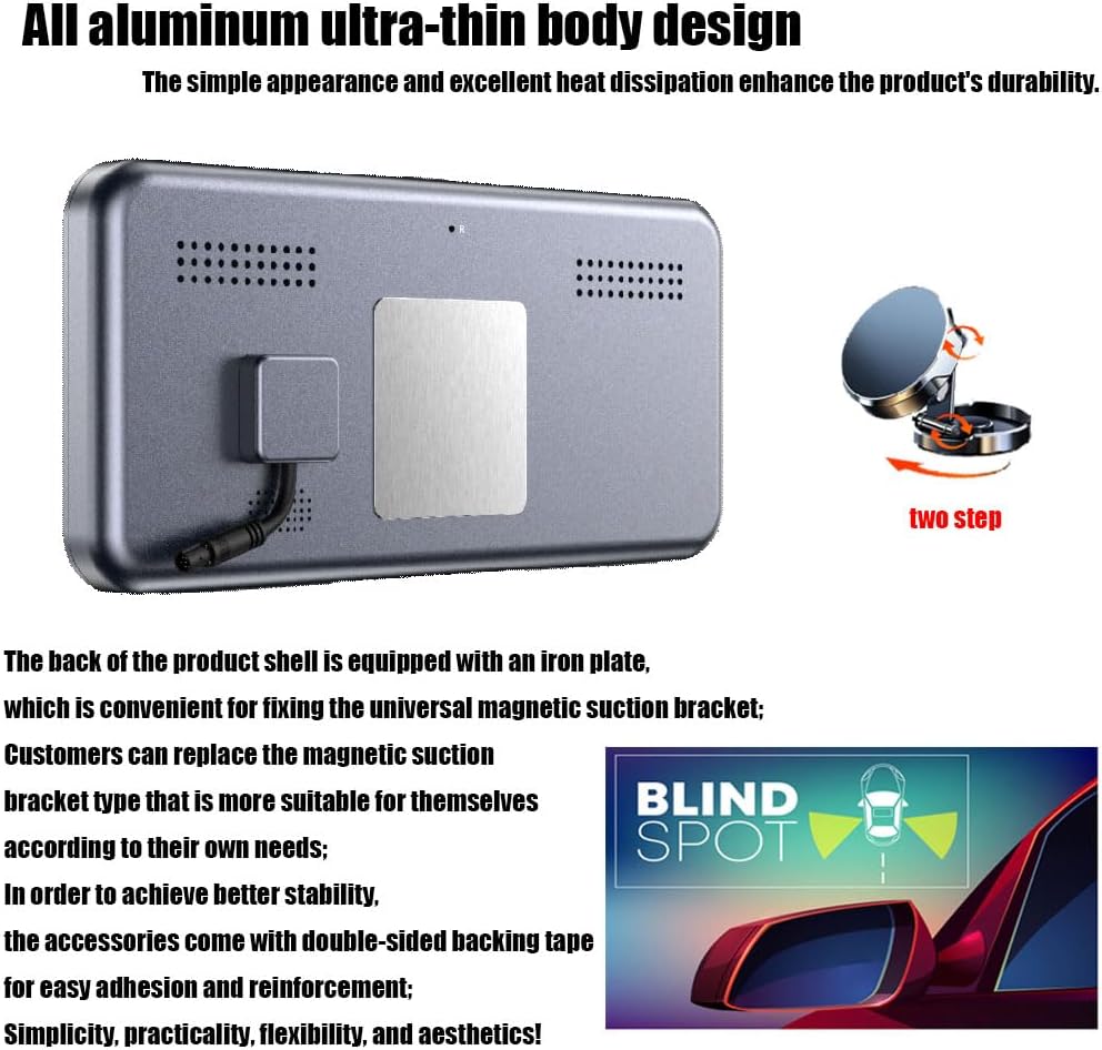 6.25inch CAR Side View Blind Area System,Left and Right Blind spot Camera Driving Recorder BSD Warning Monitoring(Camera Monitor System) (6.25" Black)