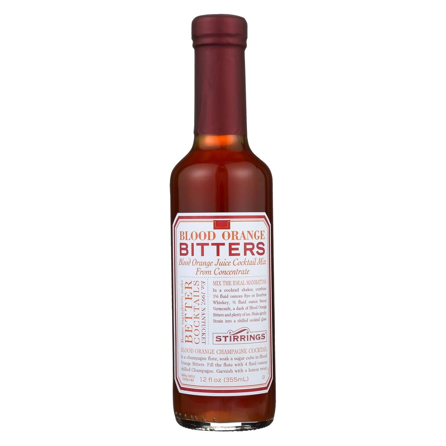 Stirrings Bar Ingredients - Blood Orange Bitters - Case of 6 - 12 Fl oz.