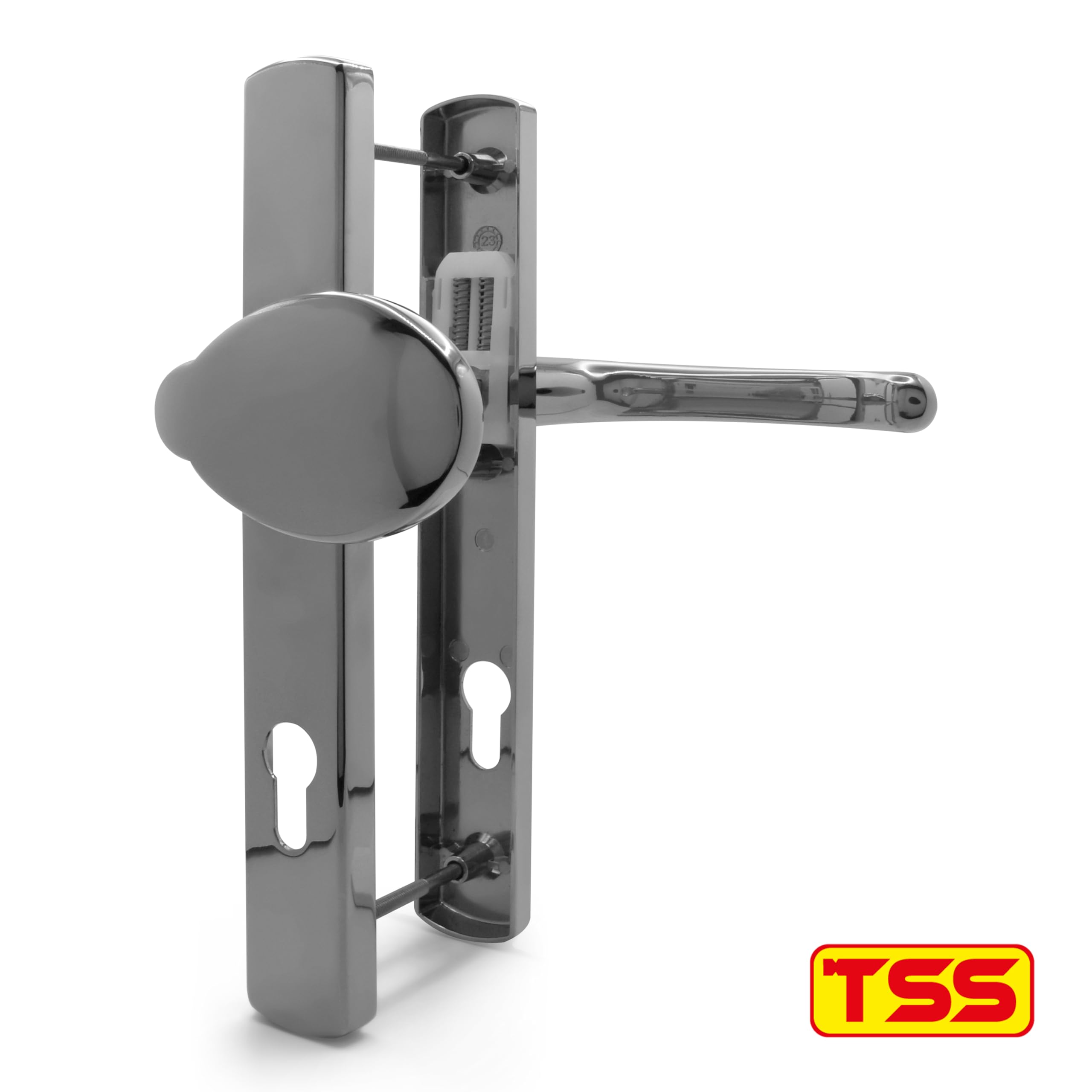 TSS White UPVC Door Handle Pair Set, Lever Moveable Pad 92mm PZ (Centres), Sprung, Lever Lever - Image 3