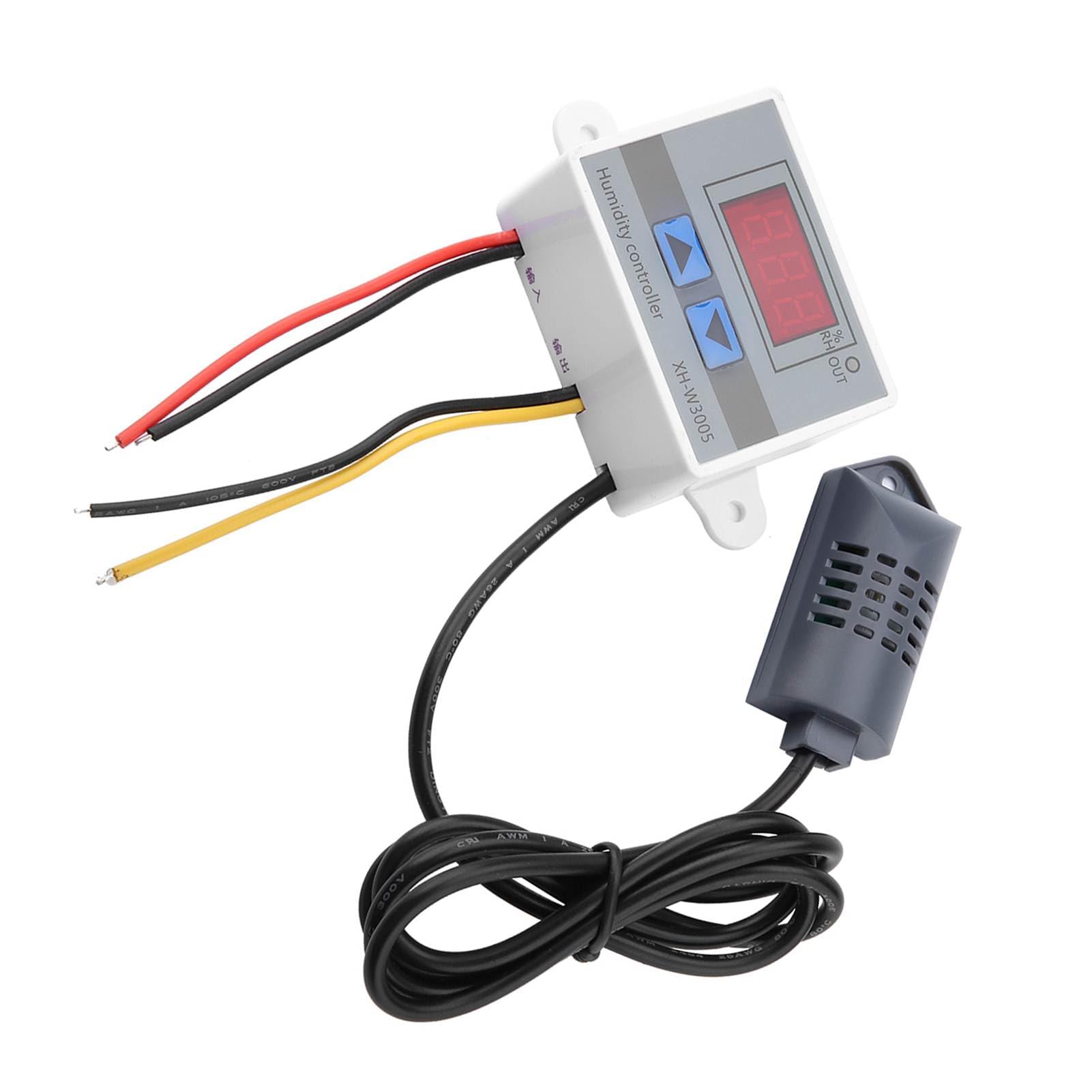 Wakects Controlador de Humedad Sensor Higrómetro Interruptor XH-W3005 0-99% RH 0.1% Precisión 12V 24V 220V con Pantalla de 2 Botones para Control de Humedad (220V)
