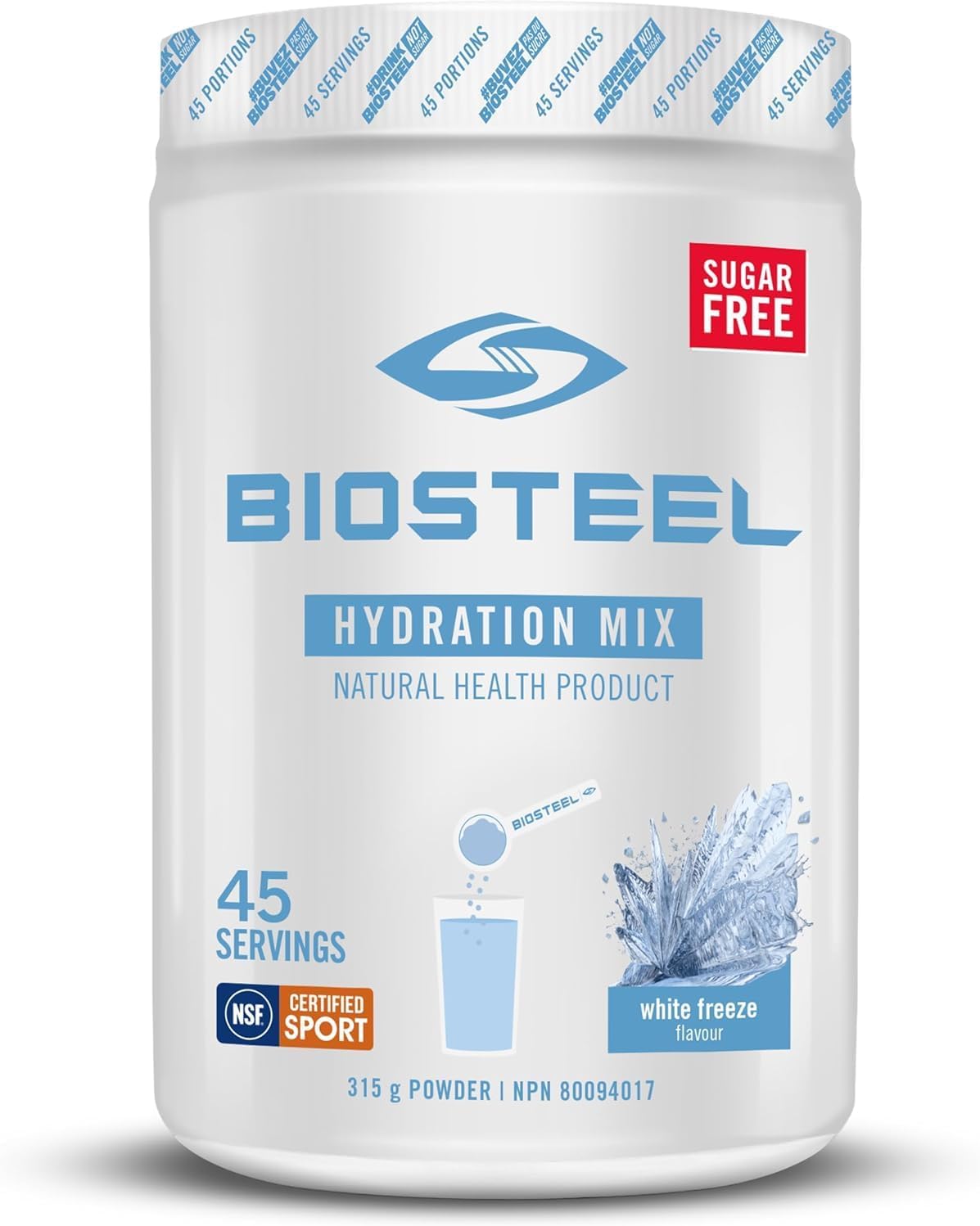 BIOSTEEL White Freeze Sports Hydration Powder, 315 GR