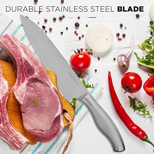 Miniatura 4 de Kitchenex Cuchillo de chef profesional  Cuchillo de cocina de acero inoxidable de alta calidad con hoja ancha afilada y mango ergonómico  Cubiertos