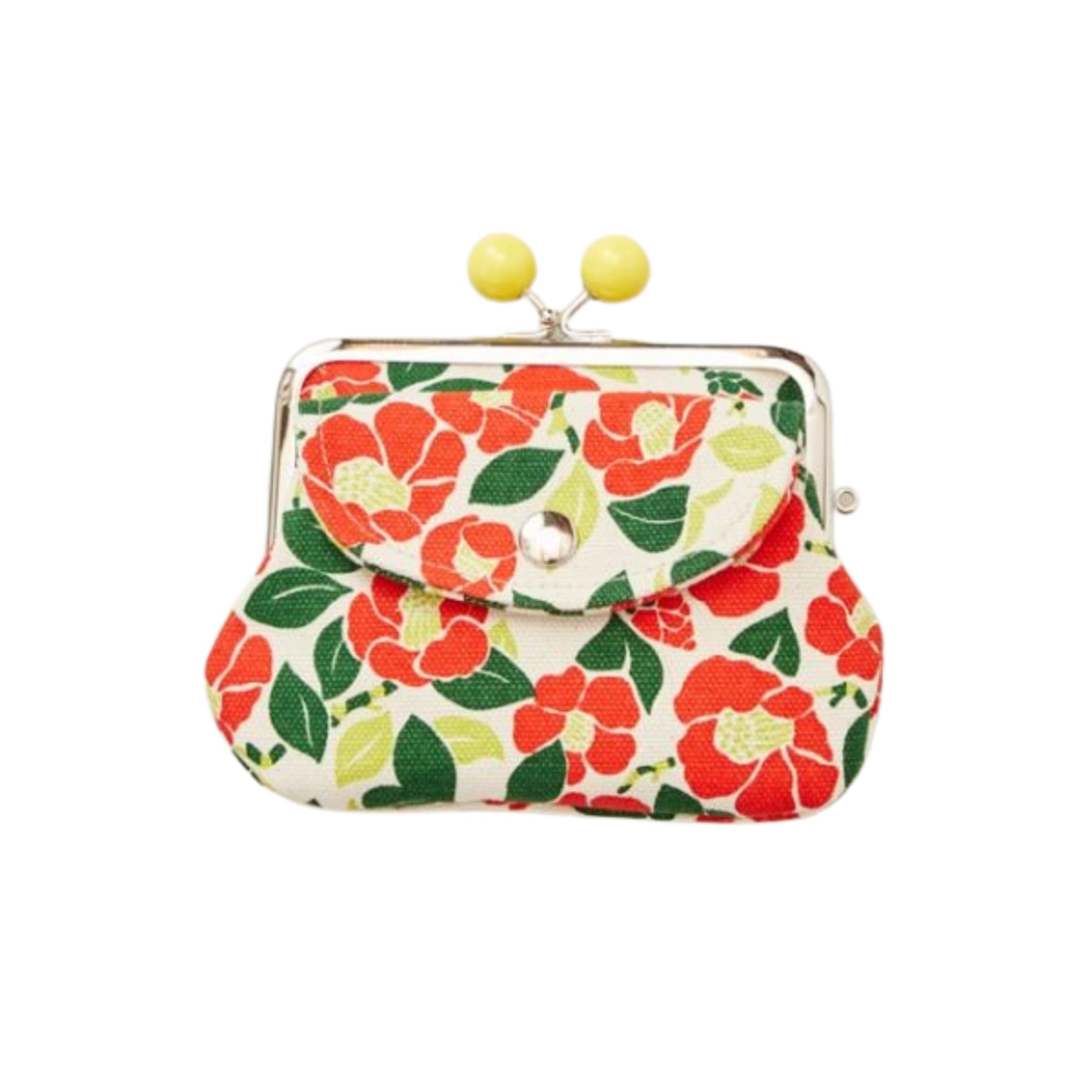 [倭物や Kaya] Waka Gamaguchi - Purse with Clasp/Japanese Flower Design Japanese Retro Parent and Child Purse Partition 7JMP7207 Cemellia