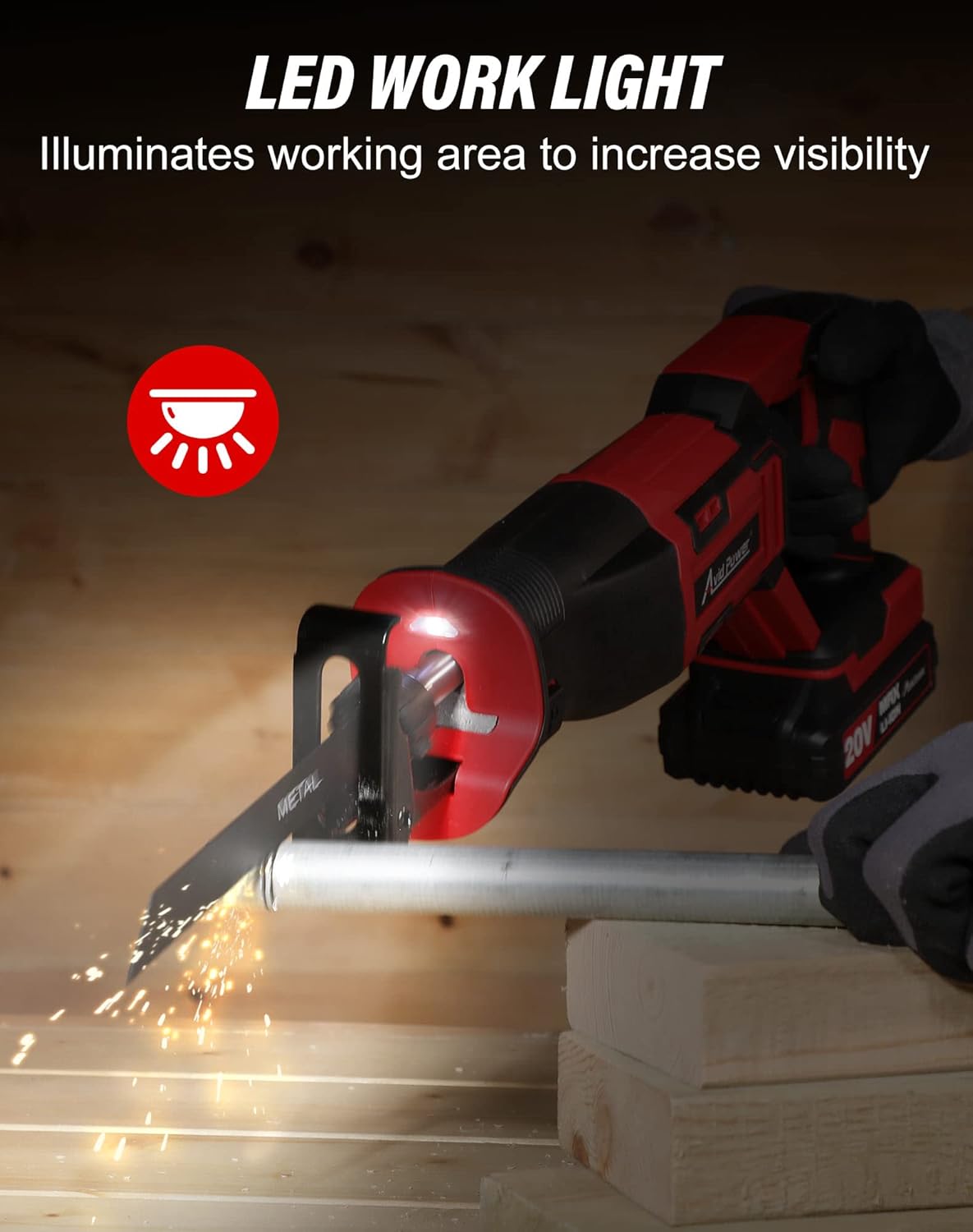 AVID POWER Reciprocating Saw, 20V Cordless Reciprocating Saw with Two 2.0Ah Batteries and Charger, 6 Saw Blades, Variable Speed, Battery Powered Saw for Woods/Metal/Plastic Cutting - - 