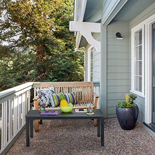 Mesa jardín efecto madera resistente con superficie rectangular negra para porche 6