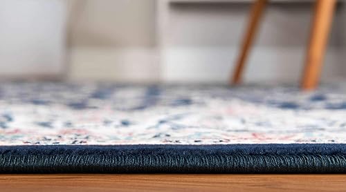 Miniatura 4 de Unique Loom Narenj Collection - Alfombra clásica con diseño de medallón texturizado tradicional, 10 x 13 pies, 1 pulgada, rectangular, azul