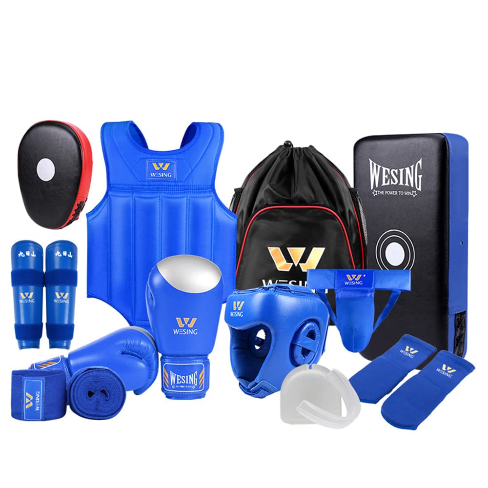 Wesing Martial Arts Protector Equipments Sanda Kickboxing kit 11pcs Gear Set for Men Women
