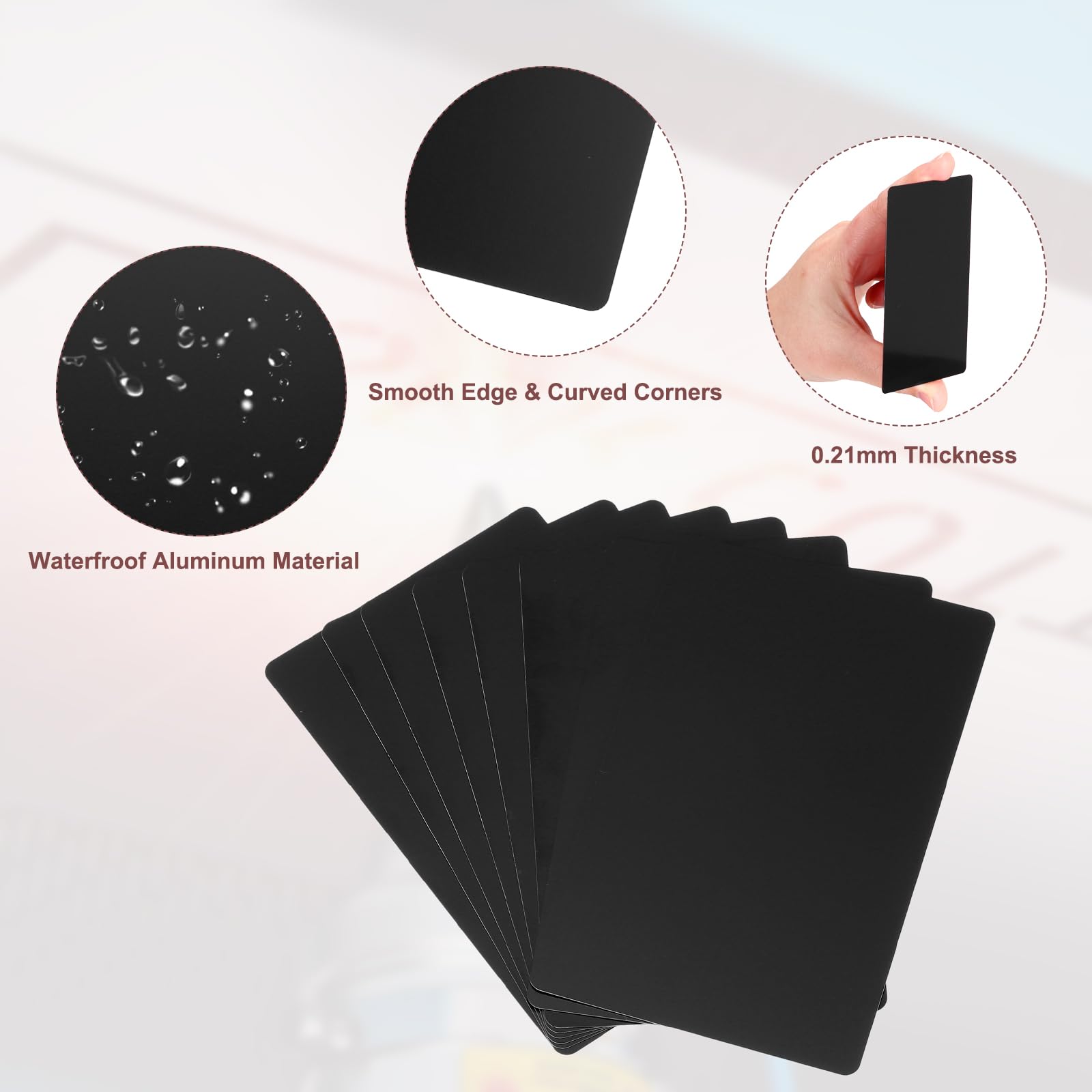 PATIKIL 0.21mm Metal Business Cards, 180 Pack Blank Name Card Laser Engraving Aluminum for DIY Gift Cards Black - Image 3