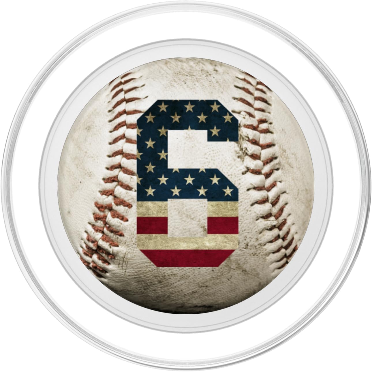 Baseball number 6 with American USA flag phone stand PopSockets PopGrip: Swappable Grip for Phones & Tablets PopSockets MagSafe PopGrip for iPhone