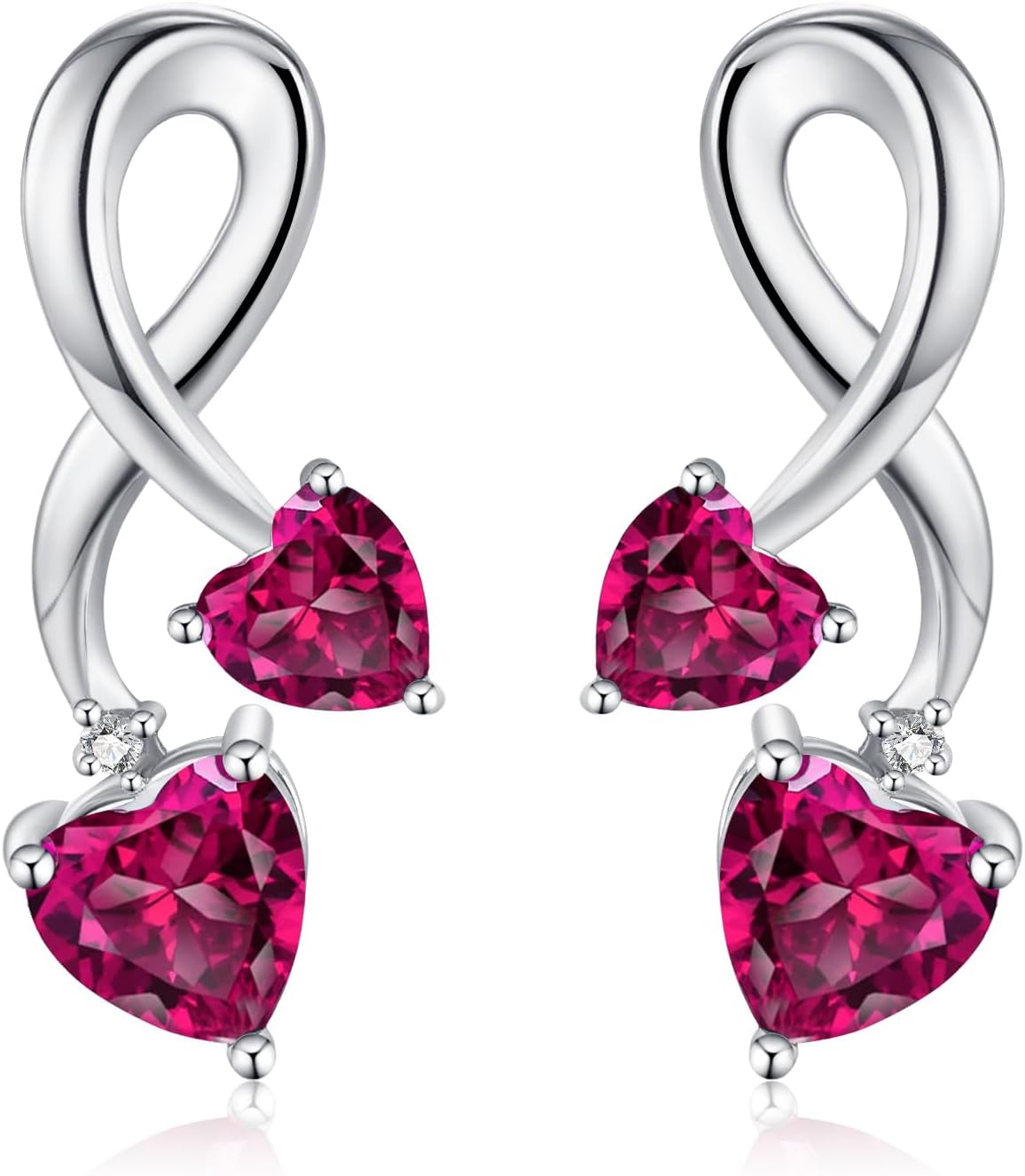 Earrings for Women, S925 Sterling Silver Birthstone Heart Studs Earring for Girlfriend Wife, Anniversary Birthday Christmas Valentines Mothers Day Gifts Jewelry for Womens Wife Her Mom