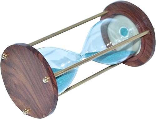 Miniatura 2 de Temporizador de arena náutico de madera y latón reloj de arena antiguo marítimo