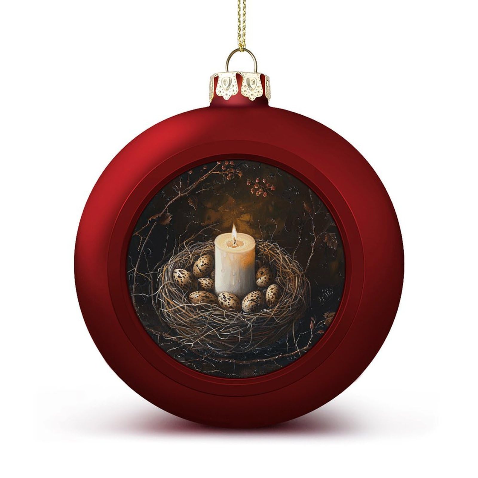Candles and Eggs Christmas Balls Ornaments for Xmas Christmas Tree 1.6" Hanging Shatterproof Xmas Balls Hanging Decor Pendants for Holiday Party Outdoor Indoor DIY Craft Supplies