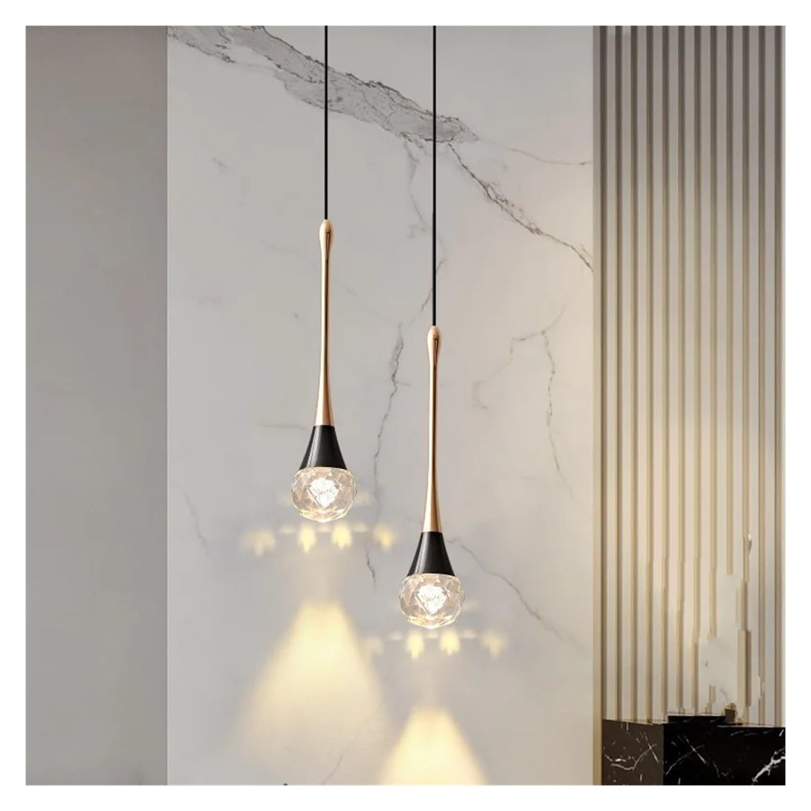 Lampe Suspendue en Cristal Doré MI-NI, Lustre Plafonnier LED Tricolore fy-83