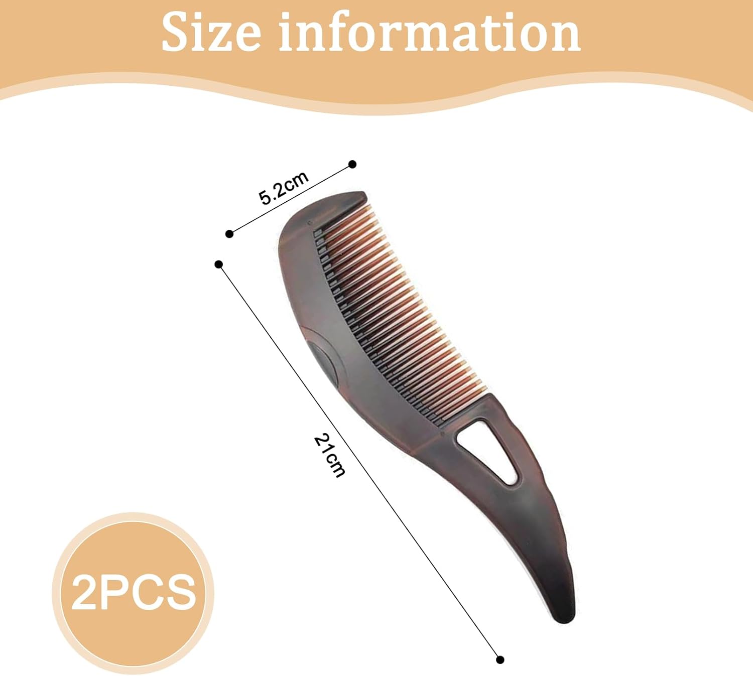 Peigne à Dents Creuses Antipelliculaire - Lot de 2, Poignée Confortable pour Massage du Cuir Chevelu et Cheveux Propres - Image secondaire