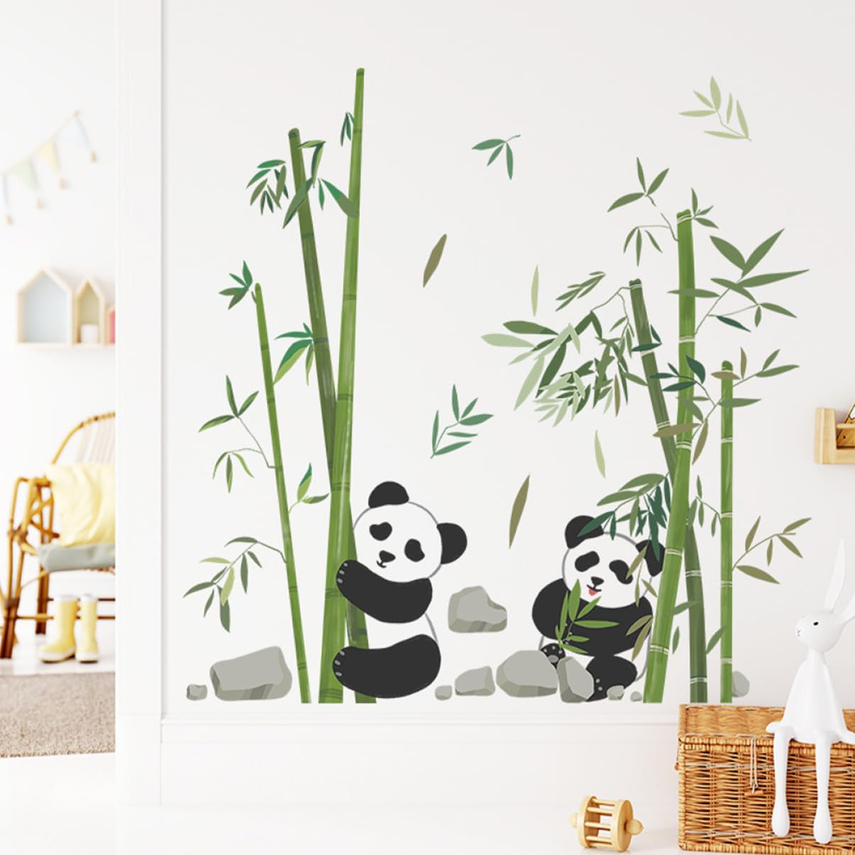 Amosfun 3 Pz Adesivi Murali Panda Arredamento Per La Casa Decalcomanie Per Stanza Dei Bambini Decalcomanie Floreali Per Armadietto Da Muro Di Animali Adesivo Sfondo Muro Pvc