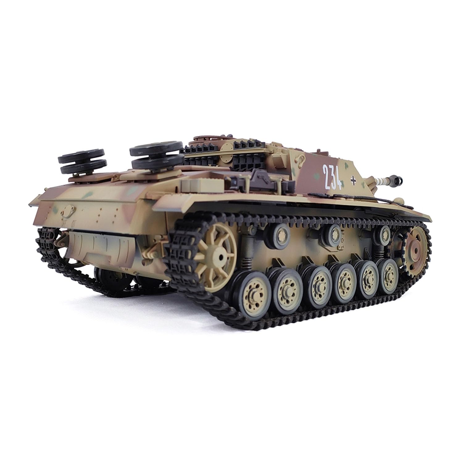 wheelfun Henglong 1/16 Henglong Kunststoff 2,4G 7,0 RTR RC-Panzer-Modell Deutscher Stug III 3868 BB IR Stahlgetriebe Batterie Radio Sound Licht Rauchen