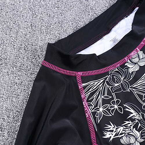 LALAGEN Women's Long Sleeve Sun Protection Rashguard Swimwear Athletic Tankini Black XXXL-1