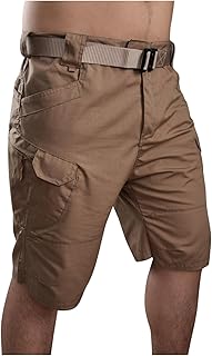 Cambkatl Pantalones cortos tipo cargo para hombre, grandes y altos, elásticos, informales, para senderismo, al aire libre, con múltiples bolsillos