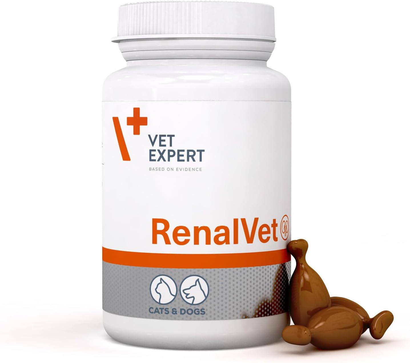 Vet Expert RenalVet for Dogs and Cats – Phosphate Binder and Kidney Support Supplement with Calcium Carbonate, Chitosan, and Vitamin D3 for Chronic Renal Failure (60 Twist-Off Capsules)