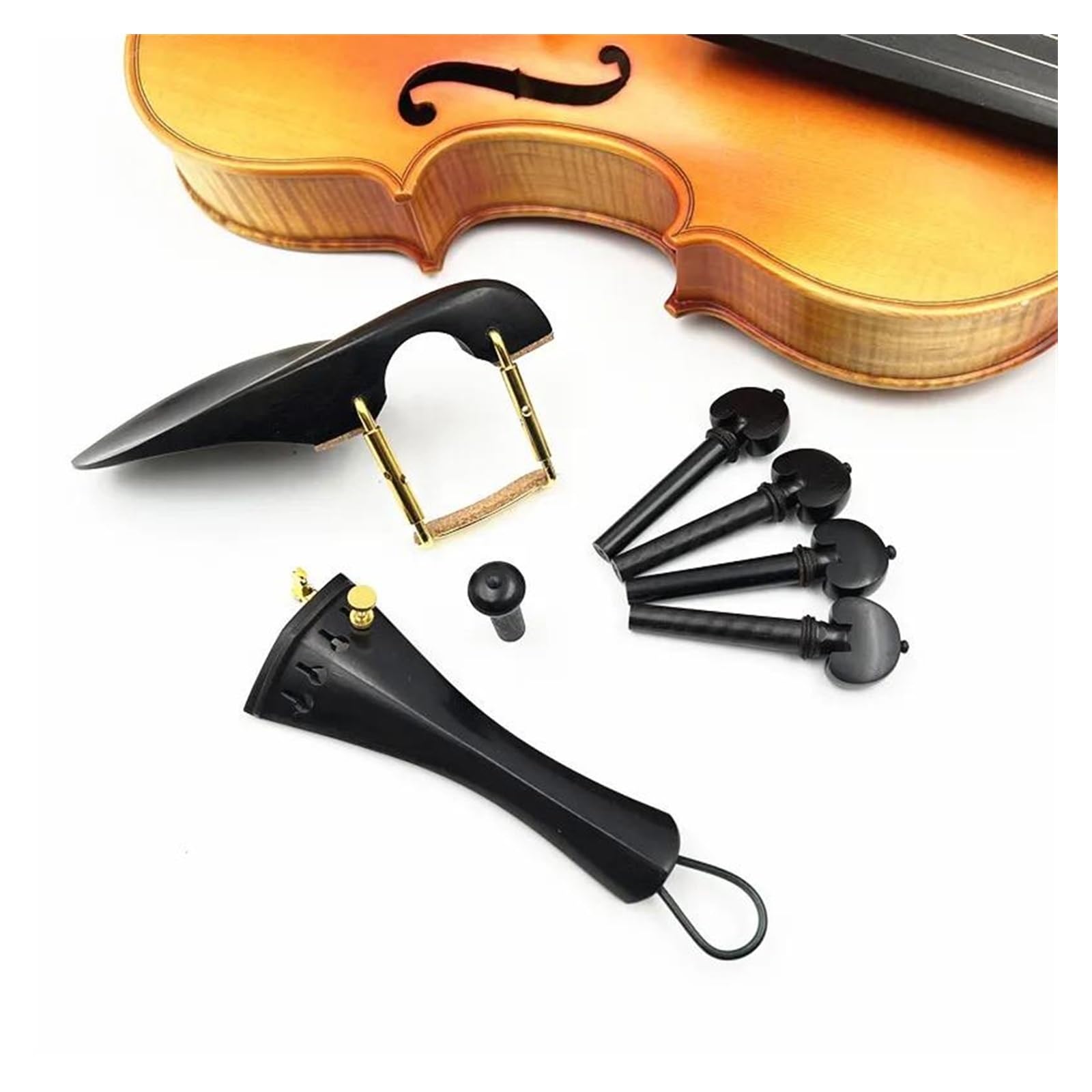 1 set 4/4 violino accessori in legno di ebano cordiera terminali mentoniera accordatore fine pezzi di ricambio per violino