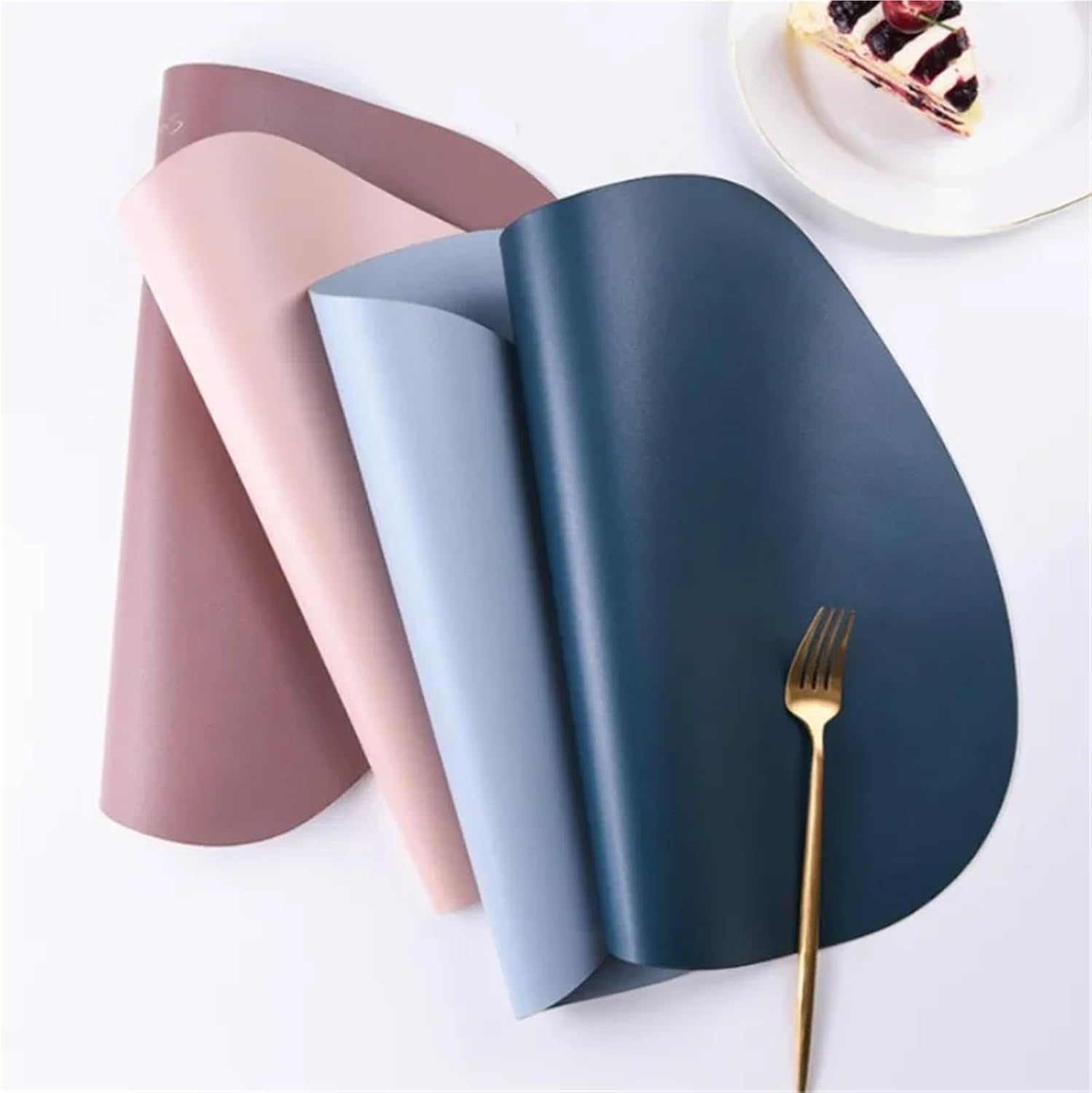 Placemat and Coaster Set Faux Leather Table Placemats Kitchen Accessories Outdoor Indoor Place Mats 식탁매트 Салфетки(Cream Khaki,4sets)
