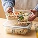 PrepIt Glass Meal Prep Containers 2 Compartment - Glass Food Storage Containers with Lids - Glass Containers with Lids Glass Storage Containers with Lids Glass Lunch Containers (5 Pack, 36 Ounce)