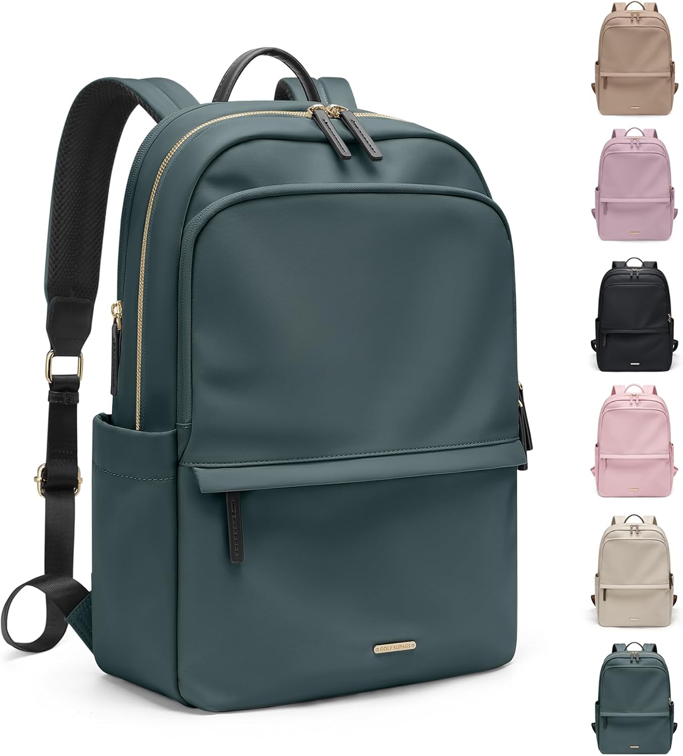 GOLF SUPAGS Women Laptop Backpack Casual Daypack for Work Travel College Backpack Purse Fits 15.6 Inch Notebook (Atrovirens)