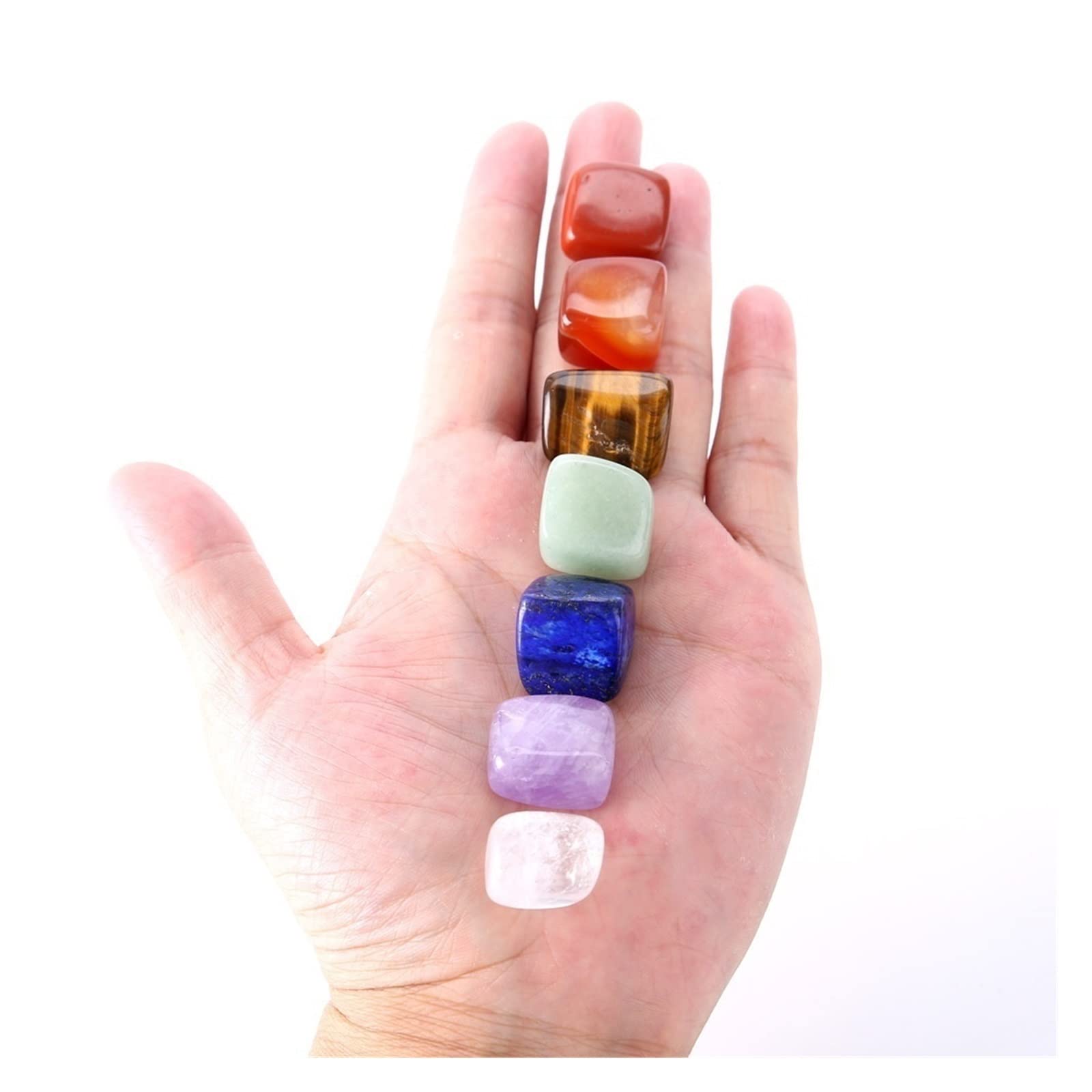 VENSen CASE 7 Pieces Natural Chakra Tumbled Stone, Gemstone Rock Mineral, Irregular Crystal Polish Healing Meditation