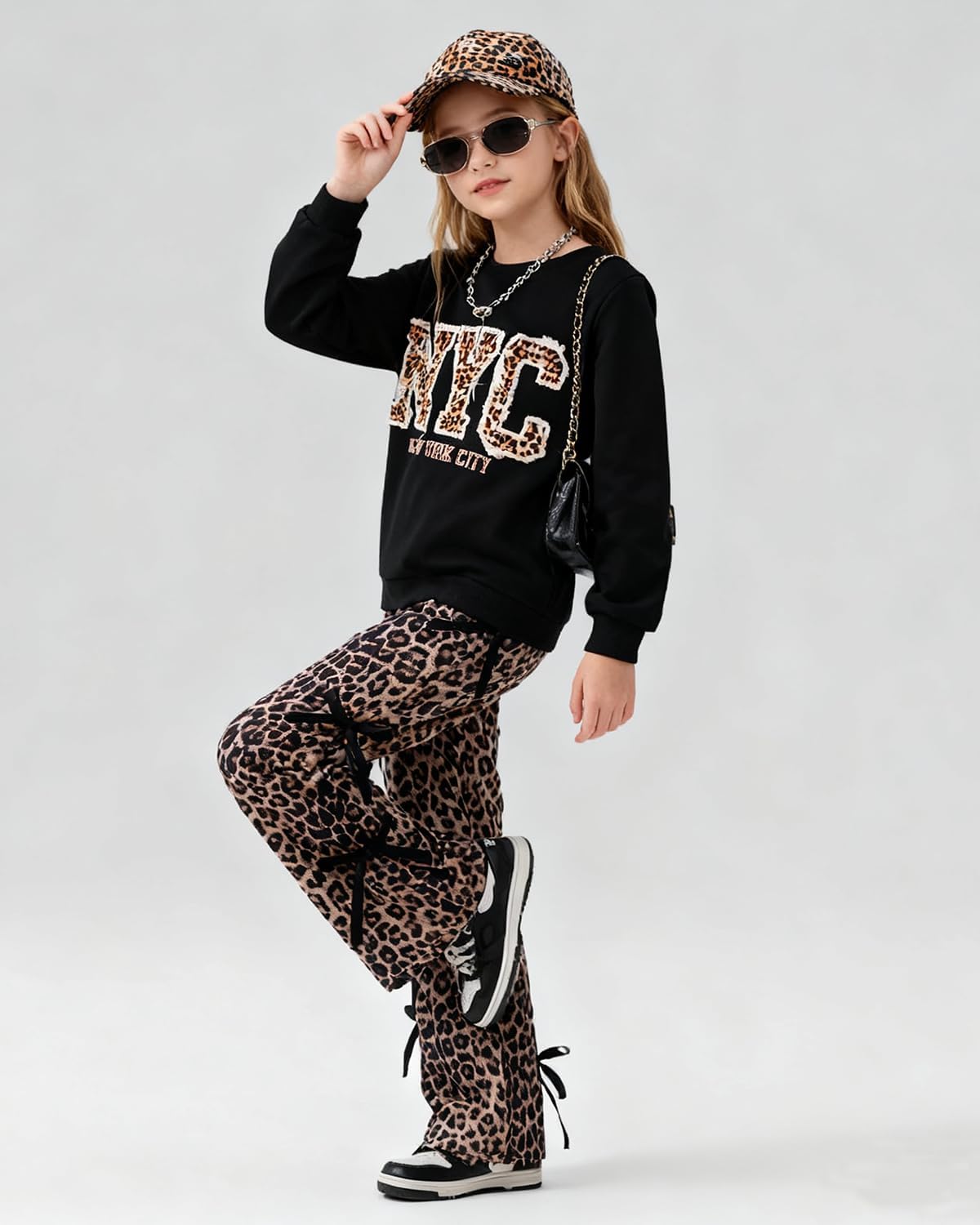 Cakaner Tween Girls Clothes Long Sleeve Graphic Printed Shirt and Cargo Pants 2 Pieces Fall Teen Outfits Size 6-14