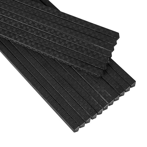 AIMALL 5 Pairs Fiberglass Chopsticks, Premium Non-Slip Plastic Chinese Japanese Chopsticks, 9.4-Inches Reusable, Dishwasher Safe, Minimalist Style, Black