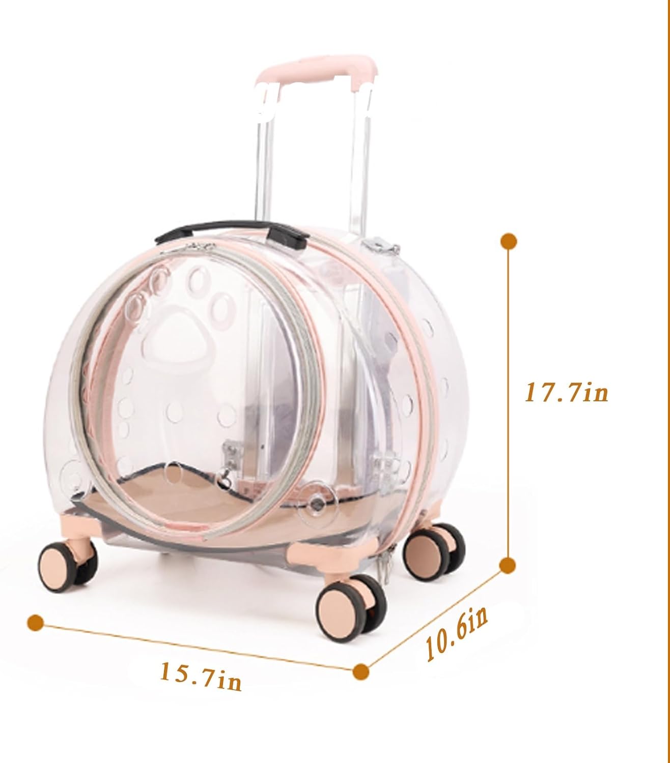 Clear Rolling Pet Carrier for Small Dogs Cat,Pet Carrier with Wheels Airline Approved,New Transparent, Simple, Large Capacity, Portable, Creative Pet Backpack, Space Cabin, Dog Luggage(A)