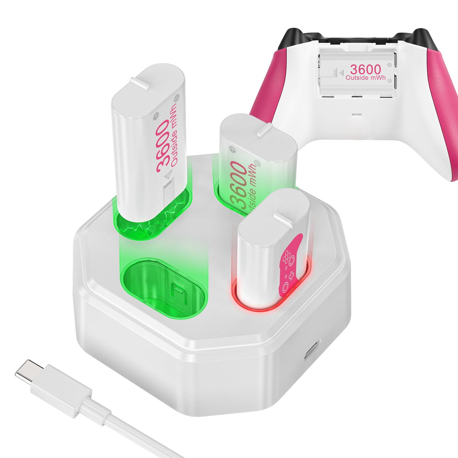 X-BOX ワイヤレスコントローラー 充電式バッテリー＆アダプターセット Amazon.co.jp: Xboxコントローラー用充電式バッテリー4個パック、充電