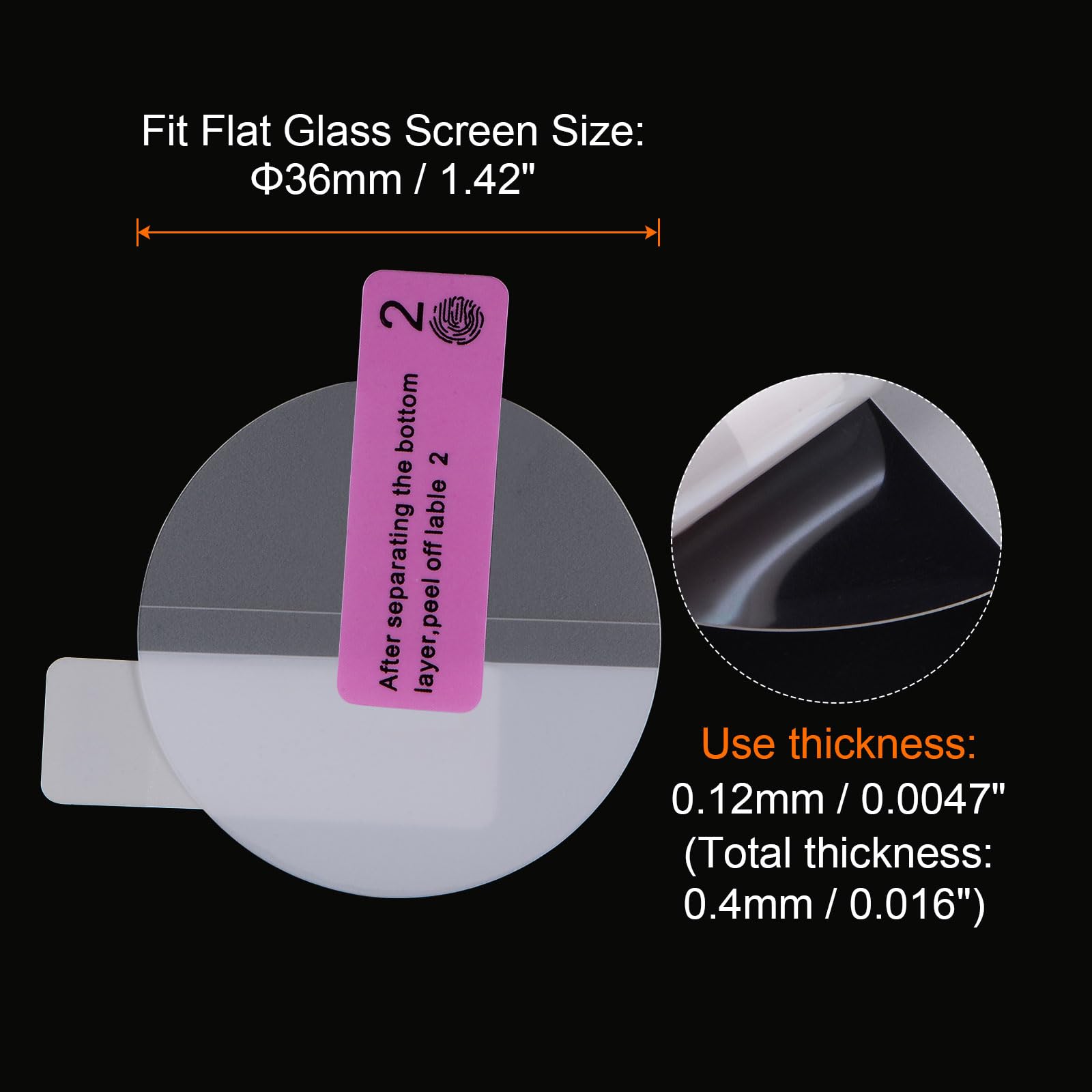 QUARKZMAN 3 sztuki folii ochronnych na wyświetlacz 36 mm HD High Definition, odporne na zarysowania, wodoodporne, ultra cienkie, TPU, uniwersalna folia ochronna na ekran smartwatcha, ze ściereczką,