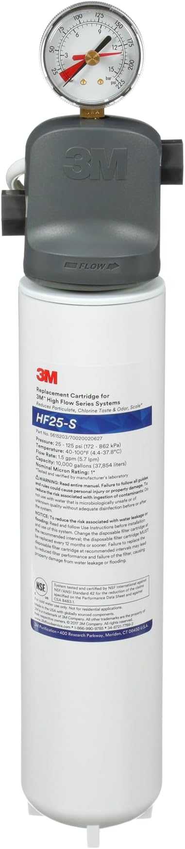 Aqua-Pure 3M Water Filtration System for Commercial Ice Maker Machines ICE125-S, High Flow Series, Reduces Sediment, Chlorine Taste and Odor, Inhibits Scale, 1.5 GPM, 10,000 Gallon Capacity