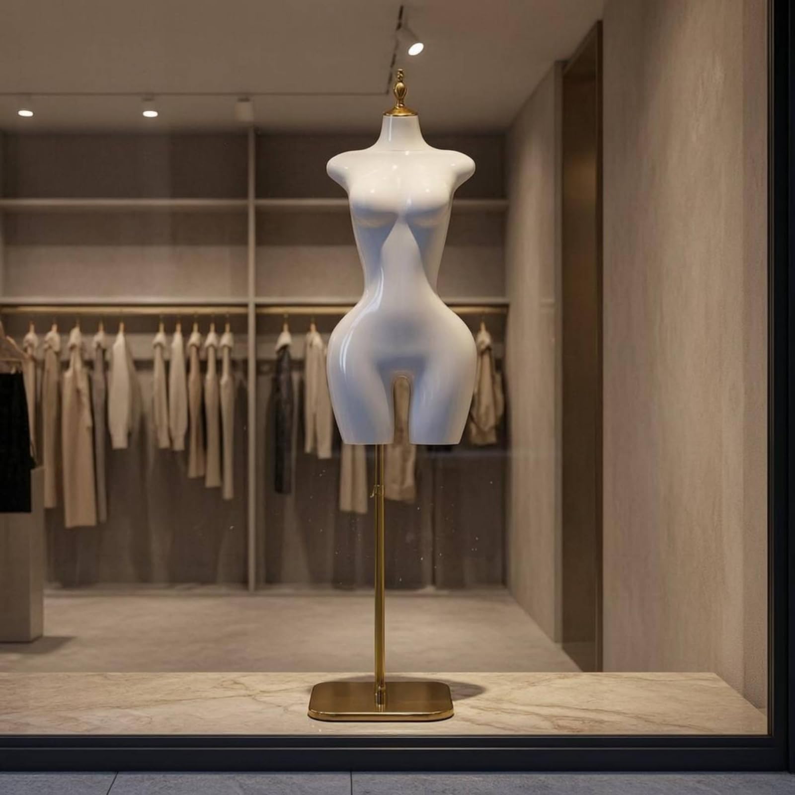 Schaufensterpuppe Damen Halbfigur Torso Büste Taille Hüfte Fuß Platte Stange Elegante Oberfläche Stabilisierte Präsentation Shopfenster Bekleidung für, Weiß
