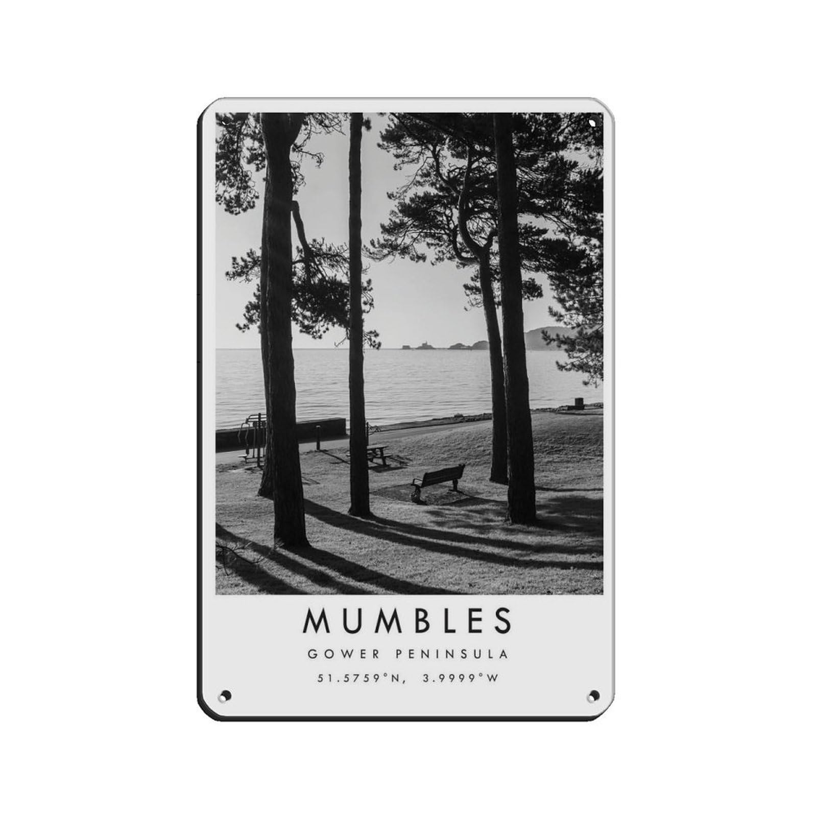 Mumbles Gower Travel, Gower Peninsula Retro Poster Metal Tin Sign Chic Art Retro Iron Painting Bar People Cave Cafe Family Garage Poster Wall Decoration 8x12inch(20x30cm)