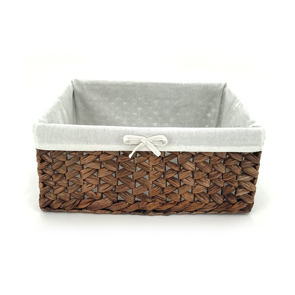 KINGWILLOW, Rectangular Cajas de Almacenamiento Junco Marino Tejido y cestas con asa