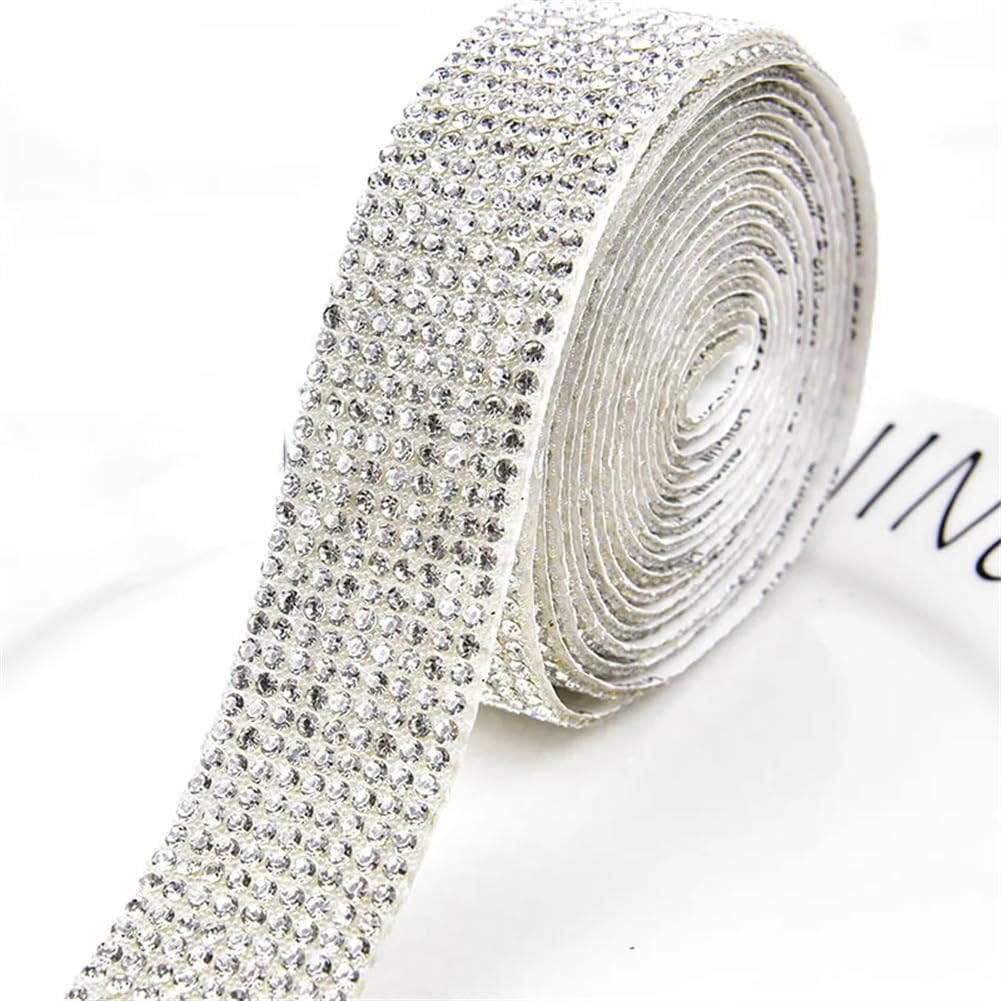 1.3-3Cm Wide Self Adhesive Rhinestone Trim Pearl Beads Tape Sticker Ribbon for Wedding Crafts Rhinestone 9 R 3cm-2 Meters