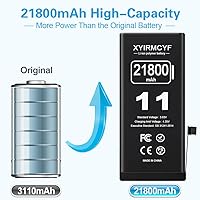 Vista 2 de Batería de Super Capacidad de 21800mAh Compatible con iPhone 11, Batería de Reemplazo Li-Polímero de 0 Ciclos para iPhone 11, con Kit
