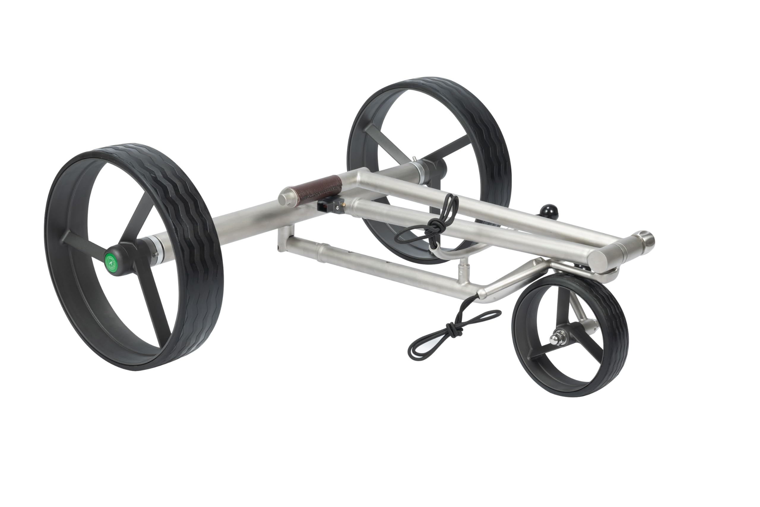 K3 Kolibri lago Edelstahl Lithium Elektrotrolley Golftrolley Golfcart in Titanoptik mit Drehrad-Steuerung und Fernsteuerung