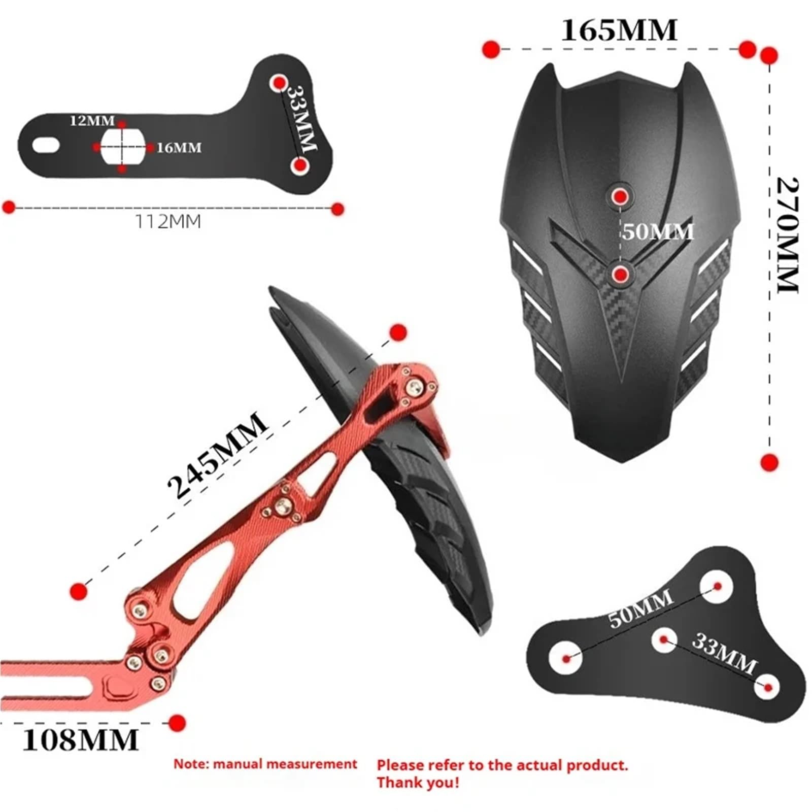 Adatto per Yamaha Mt-07 09 per Honda Msx125 Parafango Moto Posteriore Universale Regolabile protezione forcella(Blue)