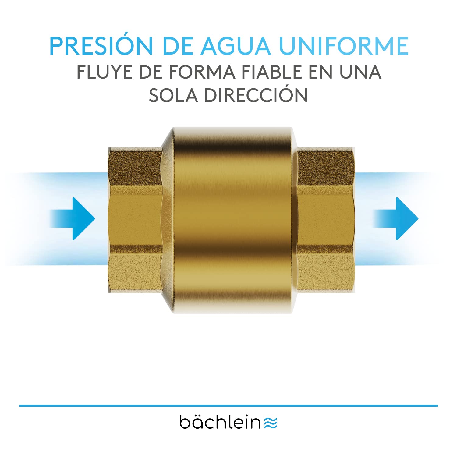 Bächlein Válvula Antirretorno Universal, de Latón con Rosca Hembra G 1 de Pulgada en Ambos Lados, Inoxidable y Estanca para un Sistema de Agua Potable Seguro