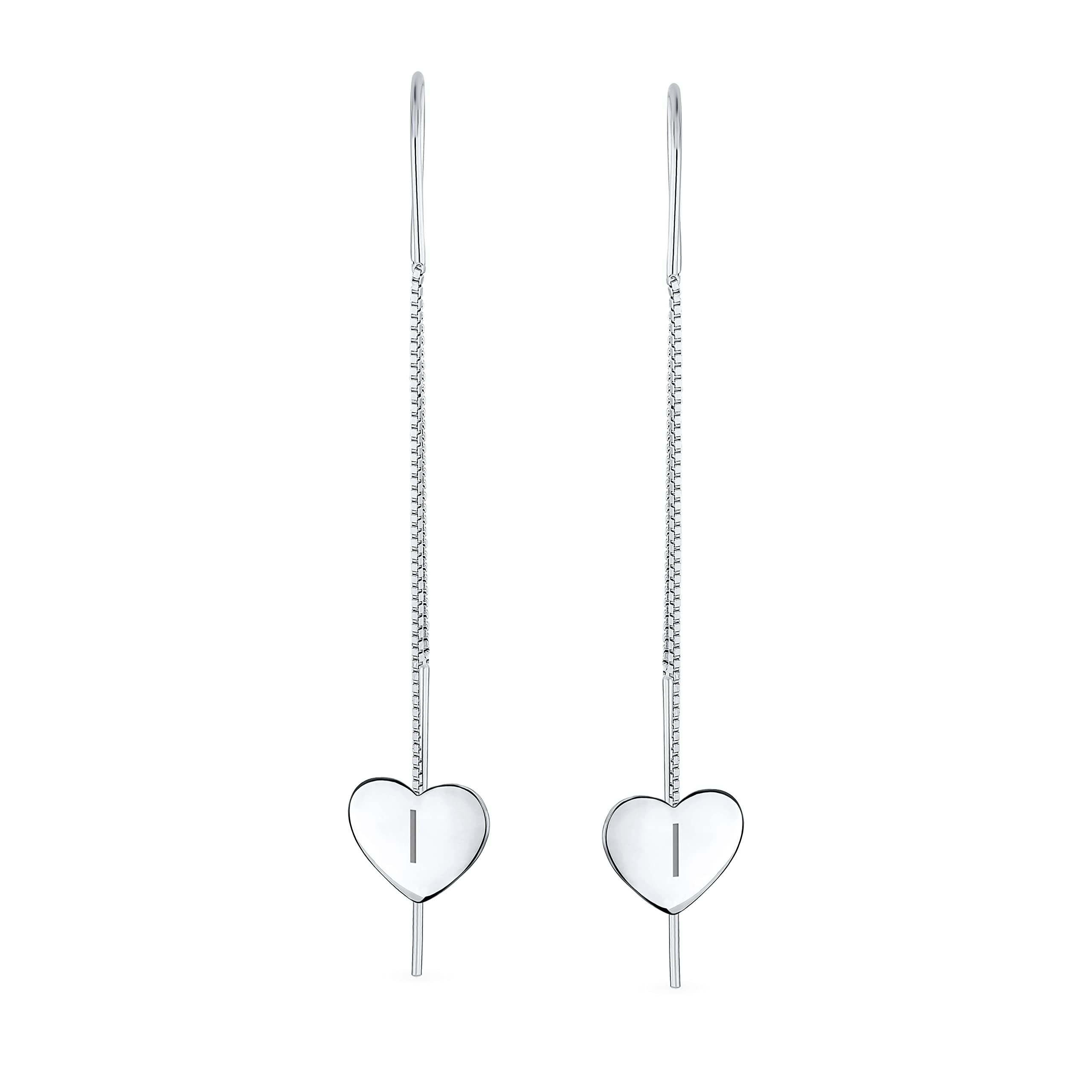 Pendientespersonalizados Con La Inicial De La Letra I, Sencillos, Ligeros, Largos Y Planos, Engarzados En Cadena, En Forma De Corazón, En Plata De Ley .925, Con Gancho En Ur, Grabados A Medida
