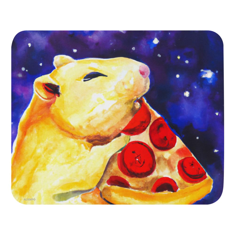 Aliempo – Medium Mouse Pad for Office, Home, Gaming – Rounded Edges Durable Surface 8.7 x 7.1 in: Hamster in Love with Pizza